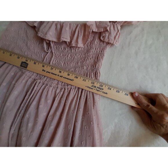 Womens Boho Swiss Dot Smocked Milkmaid Peasant Cottagecore Sz Large 12/14 Dress - Picture 8 of 8